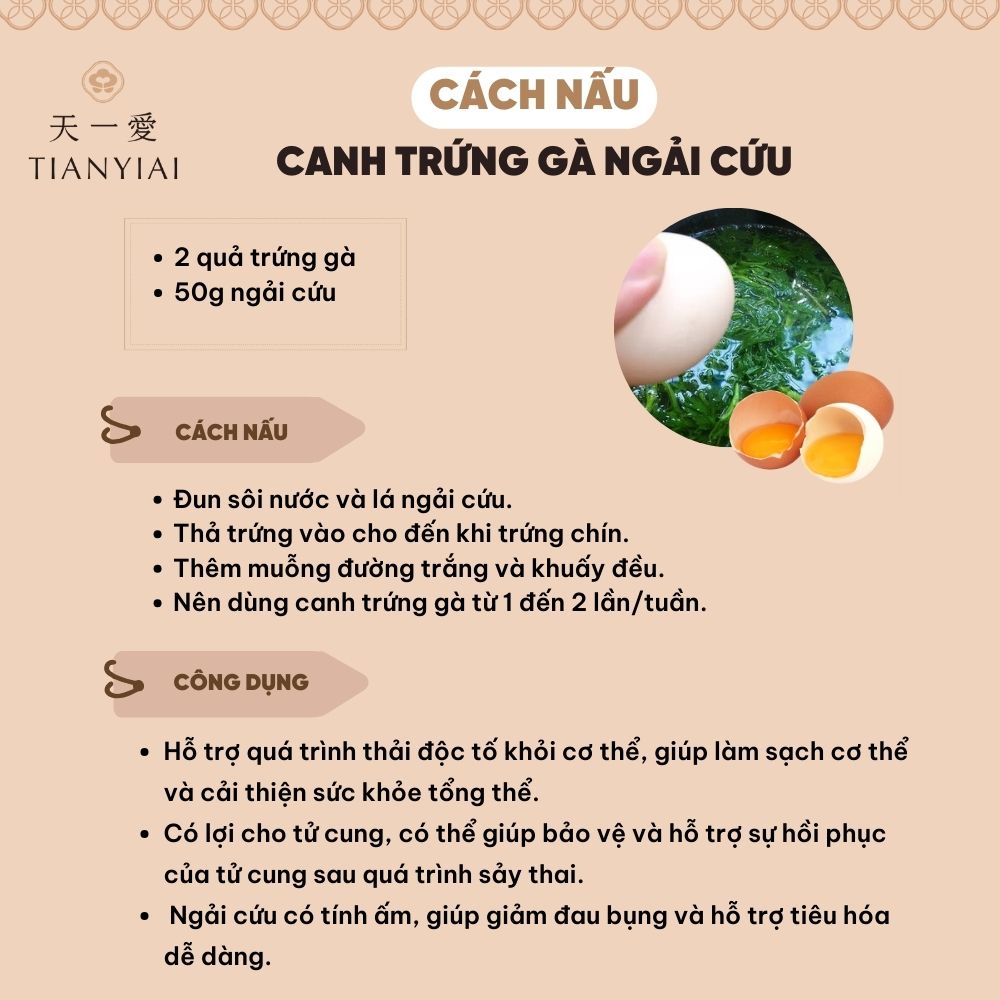 Món ăn cho người sảy thai: Canh trứng gà ngải cứu